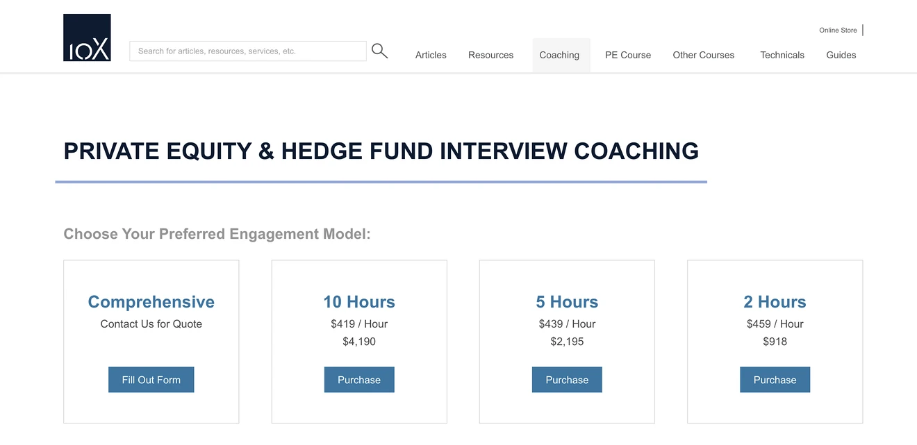 10X EBITDA Private Equity & Hedge Fund Interview Coaching
