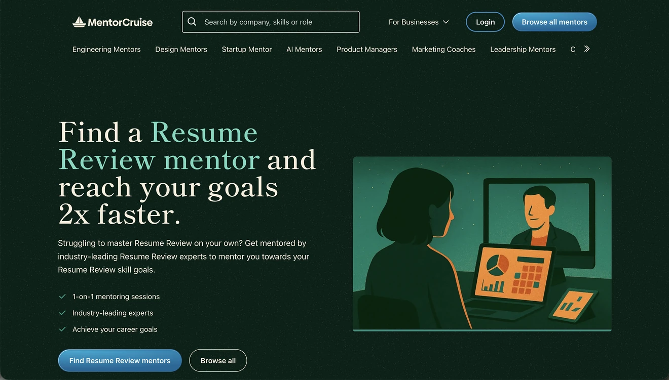 mentorcruise homepage screenshot