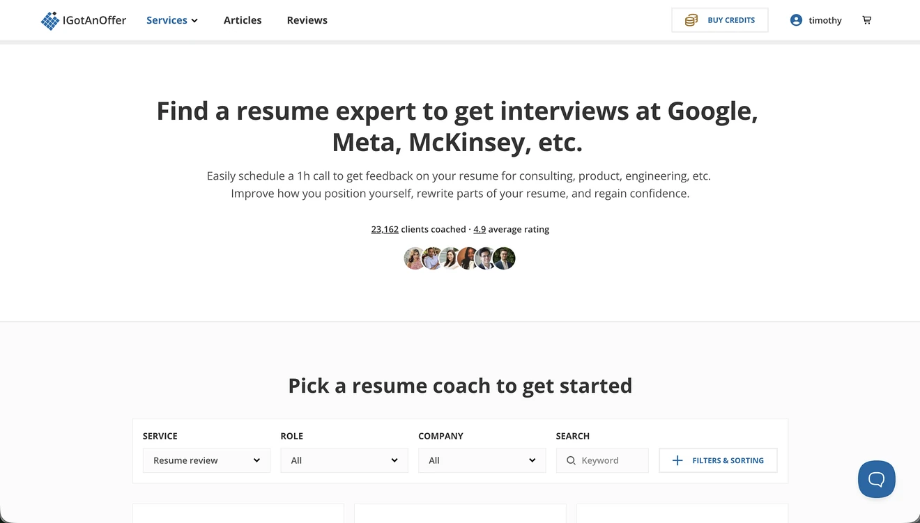 igotanoffer resume homepage