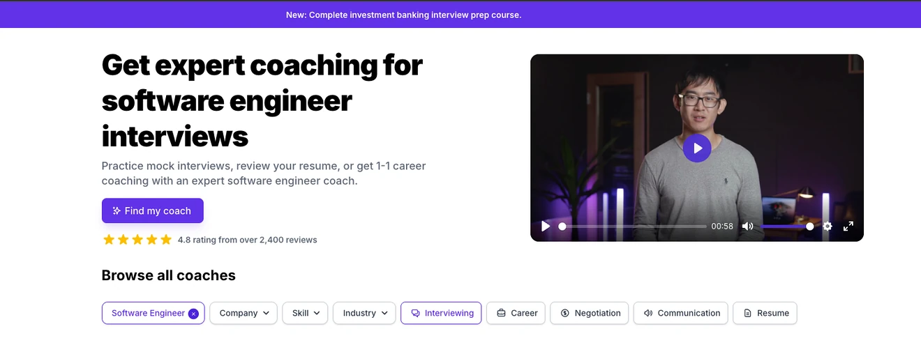 ACED mock coaching landing page