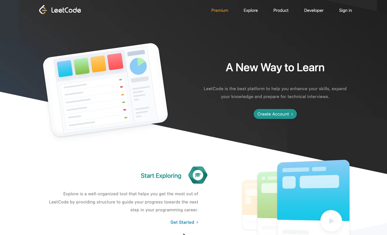 LeetCode landing page