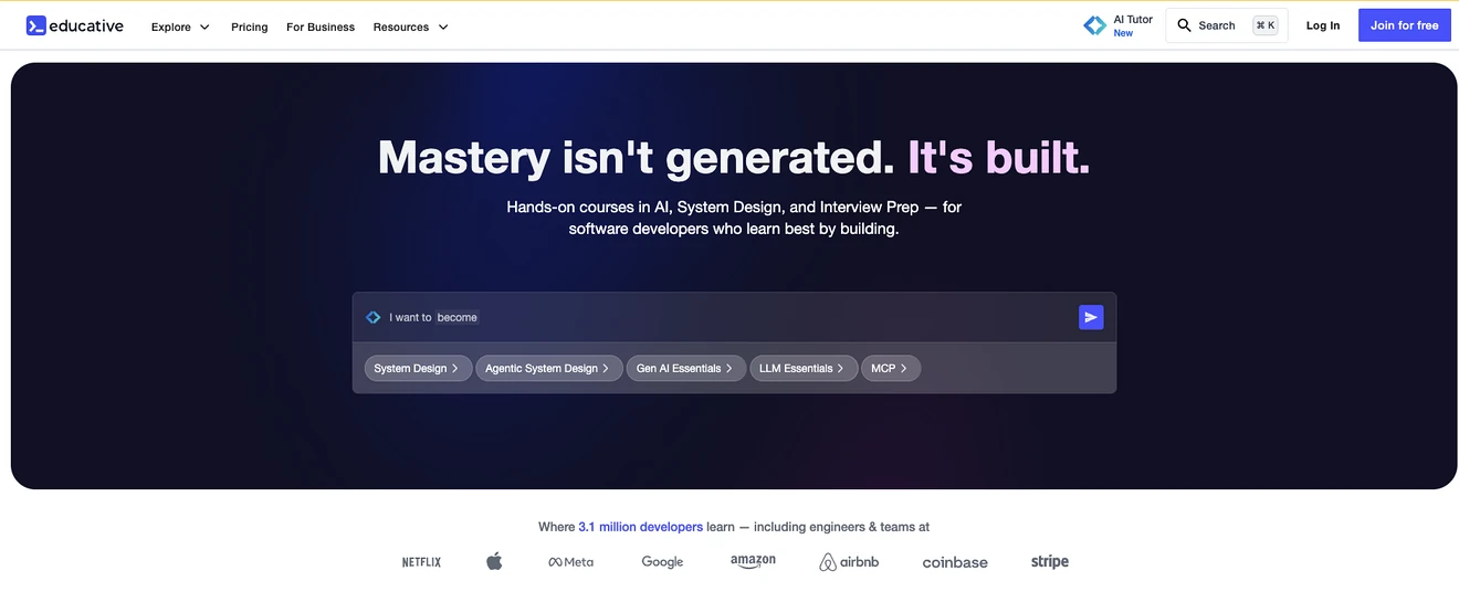 Educative landing page