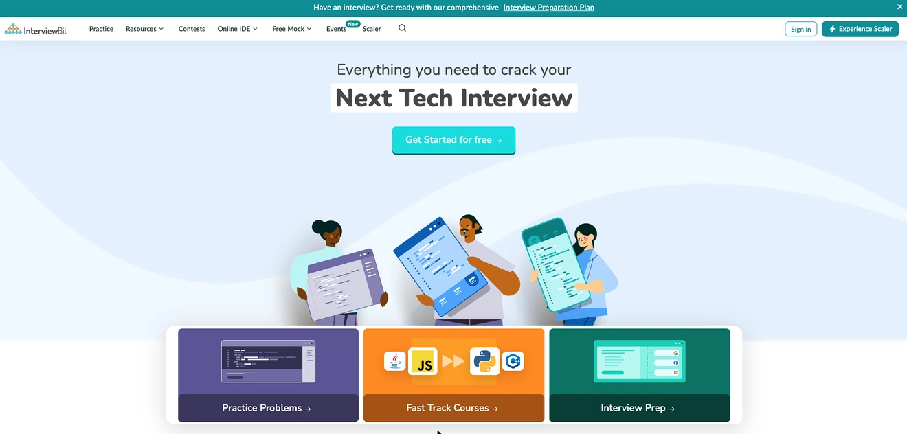 InterviewBit AI landing page