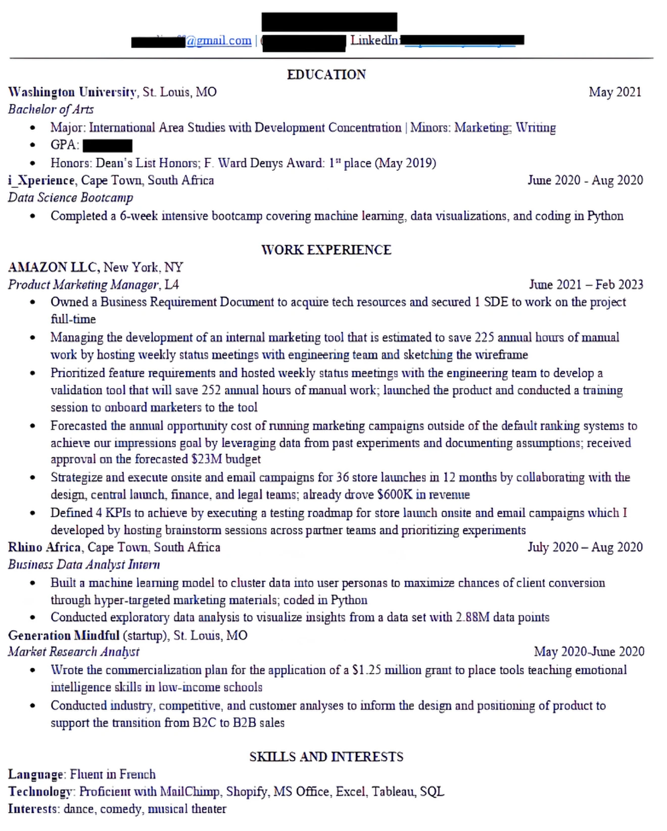 Amazon Resume 1