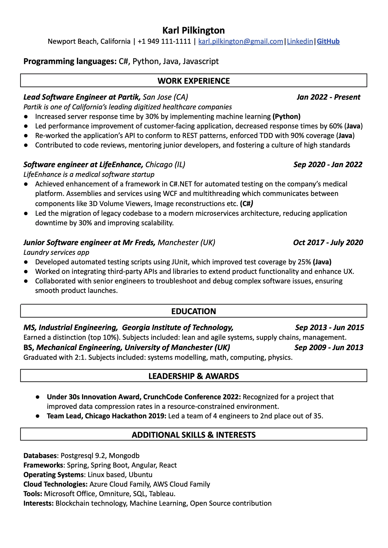 Amazon resume template