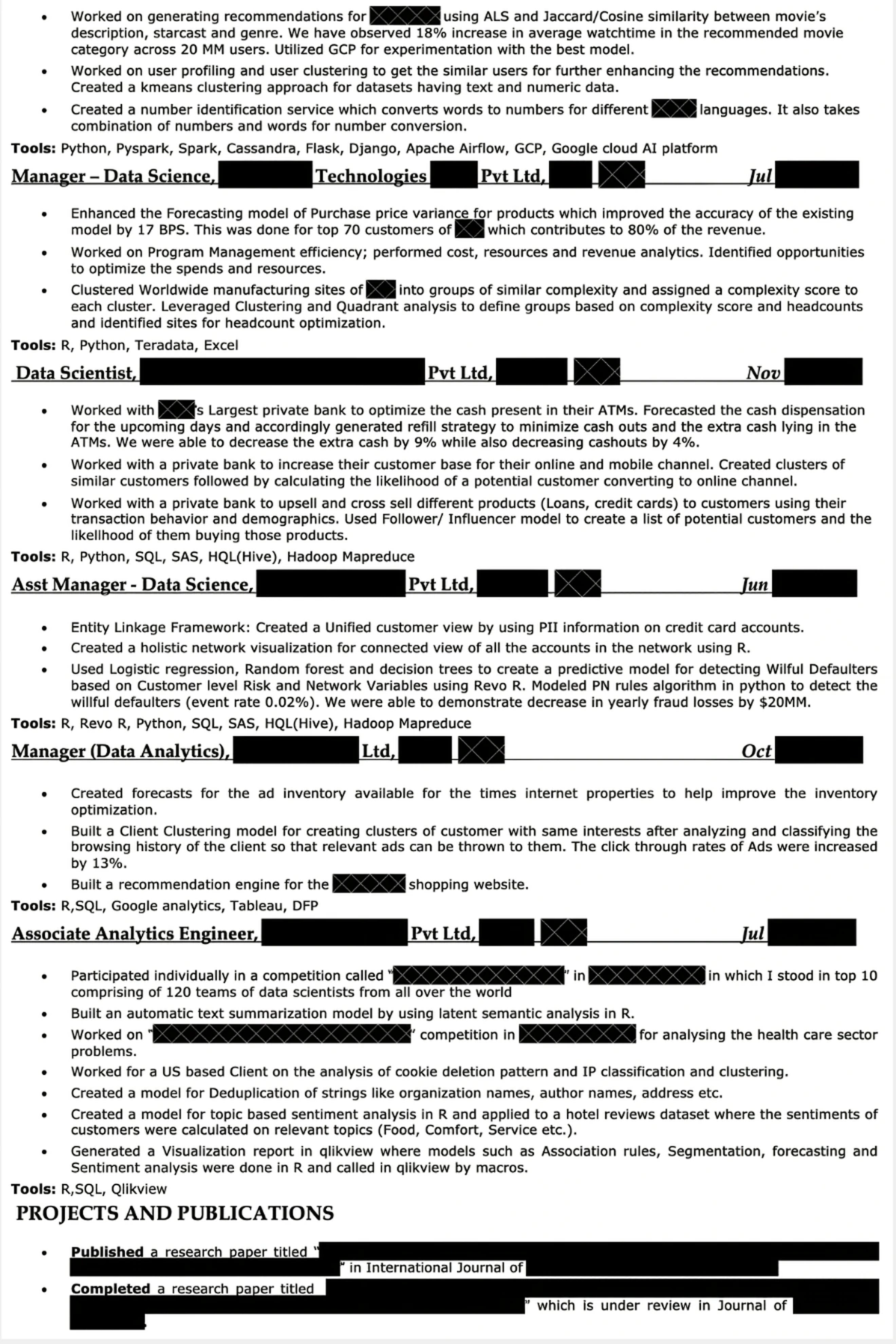 Data science resume example 2.1