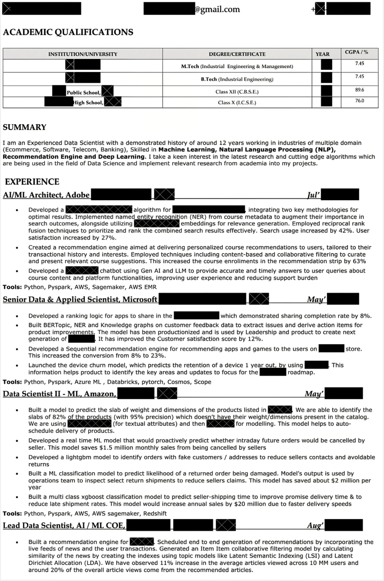 Data science resume example 2