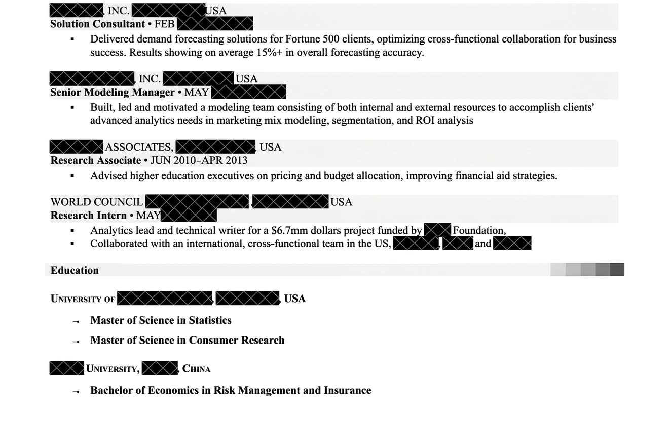 Data science resume example 3.1