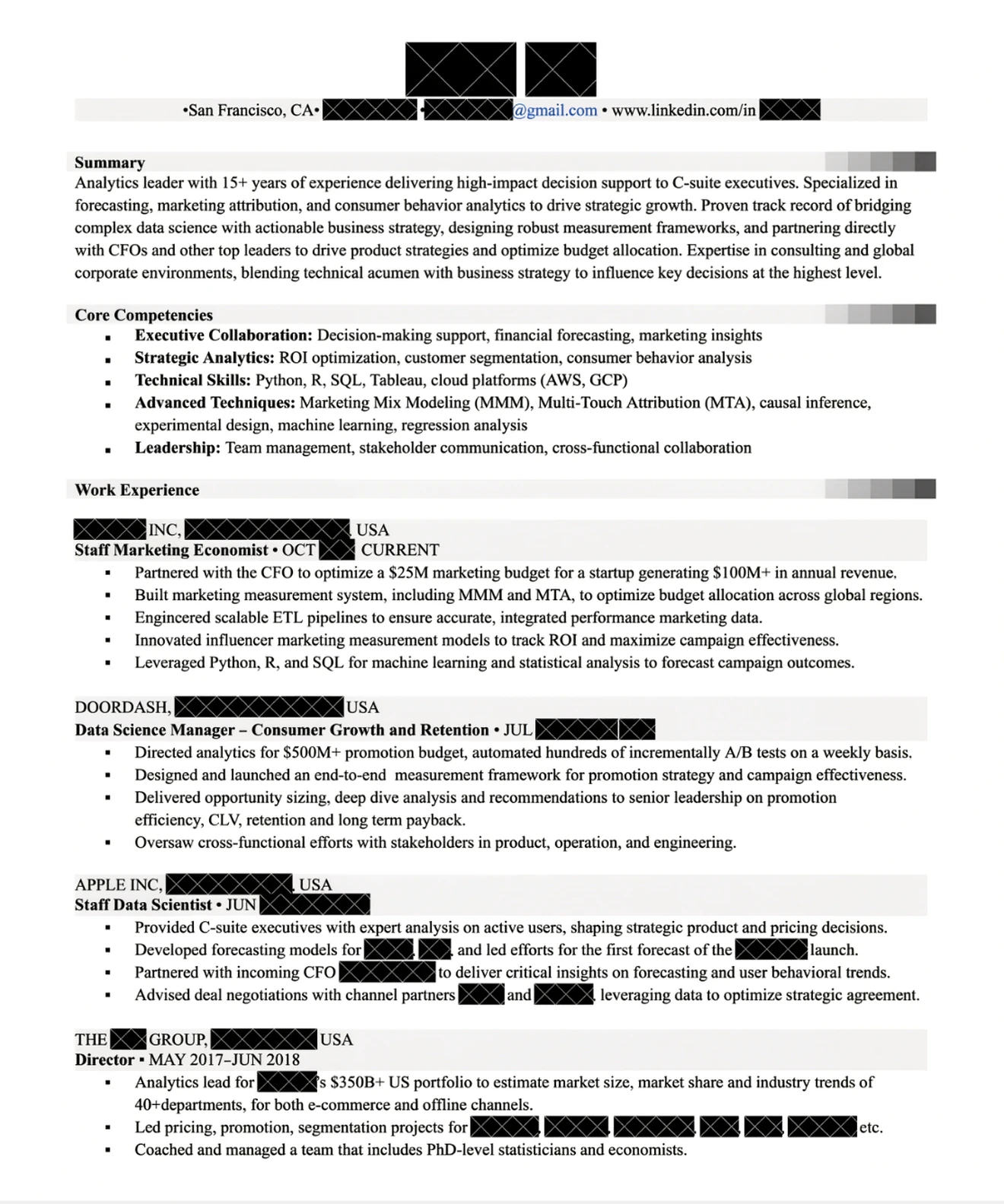 Data science resume example 3