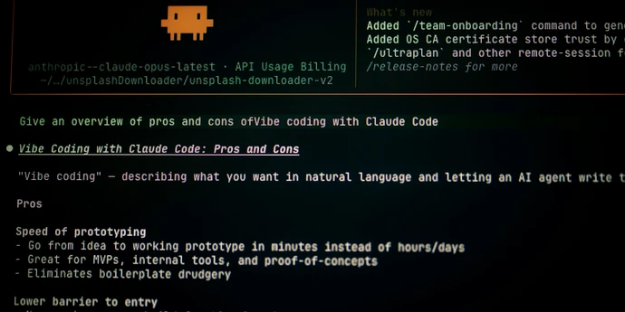 Vibe coding on a computer screen