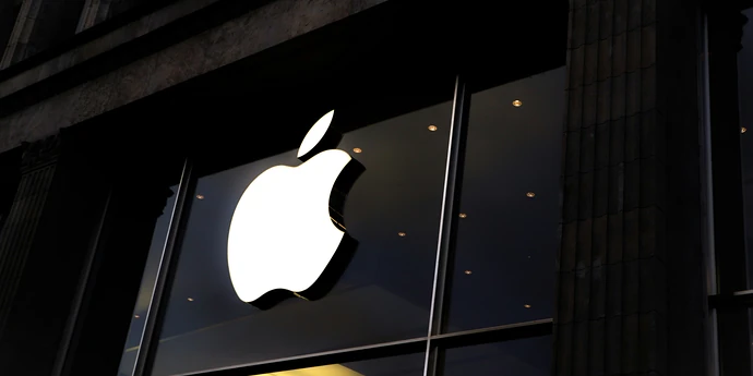 apple company logo on side of building
