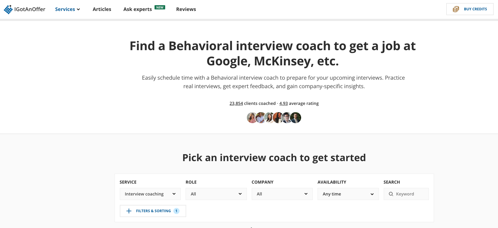 IGotAnOffer mock interview page