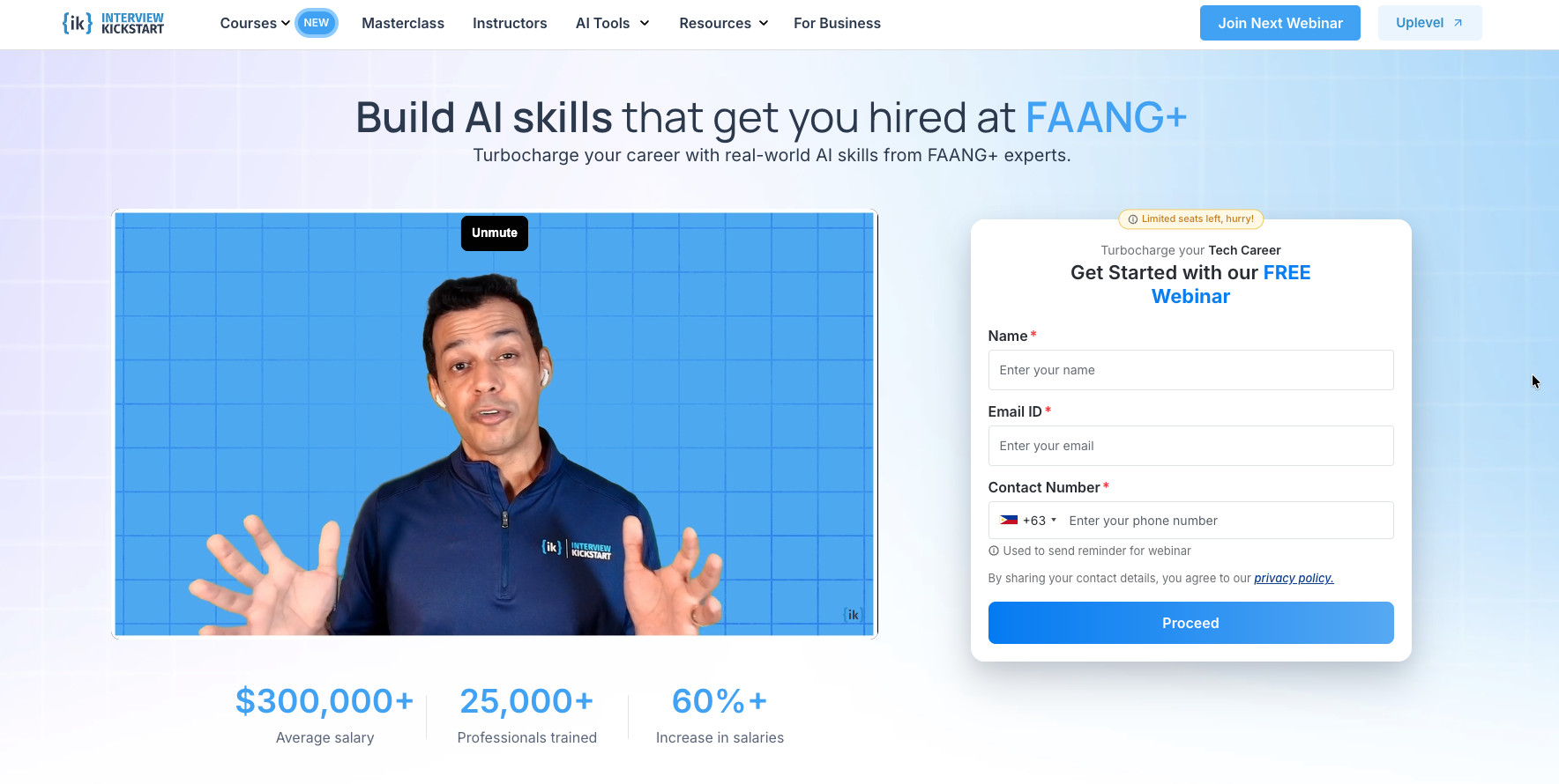 Interview Kickstart landing page